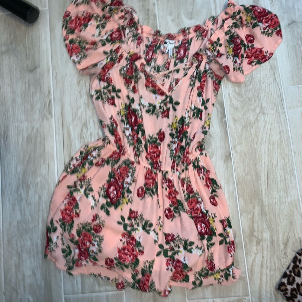 Pink floral romper